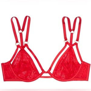 Victoria’s Secret Very Sexy Red Lace Unlined Strappy Bra